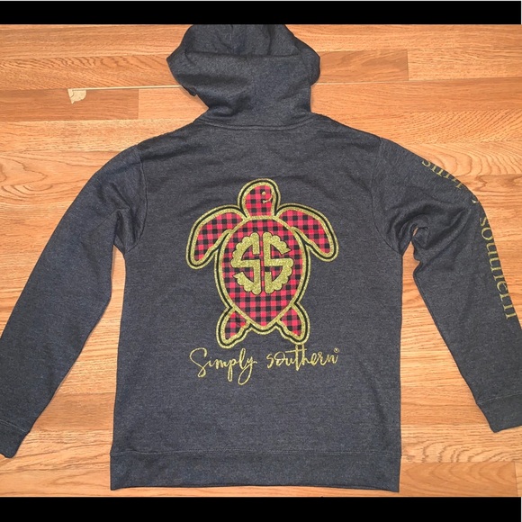 Simply Southern Turtle Plaid Hoodie 